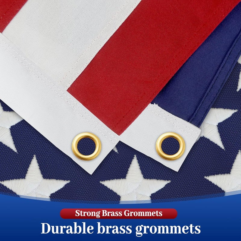 irbrisu American Flags for Outside 5x8 Made in USA, 5x8 American Flag Outdoor Heavy Duty,US Flags 5x8ft Outdoor High Wind,with Durable Embroidered Stars Sewn Stripes Brass Grommets - Image 4